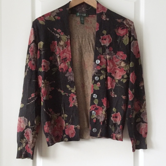 Lauren Ralph Lauren Sweaters - Lauren Ralph Lauren Brown Floral Cardigan